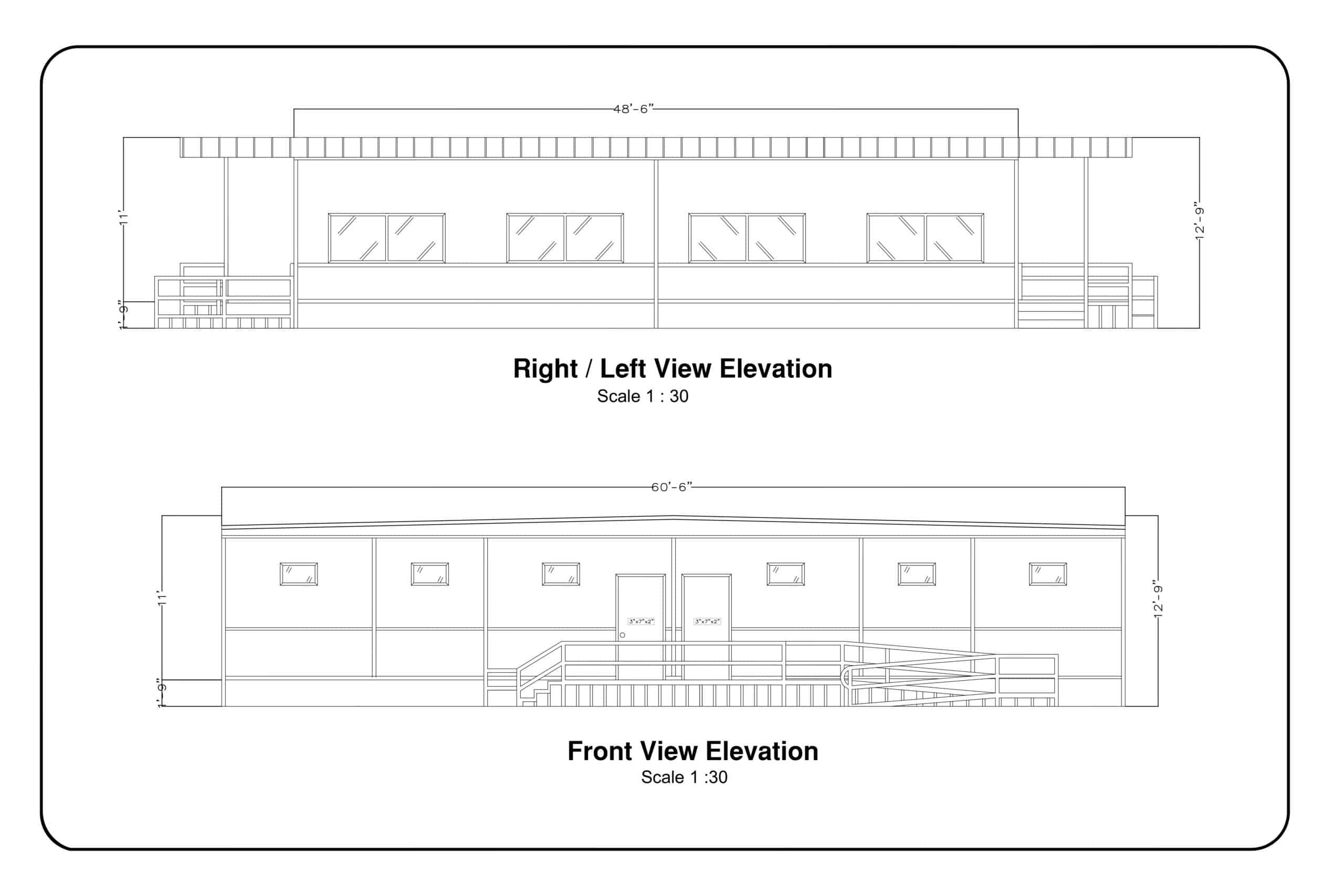 48x60 Modular Classrooms Elevation (left and right)