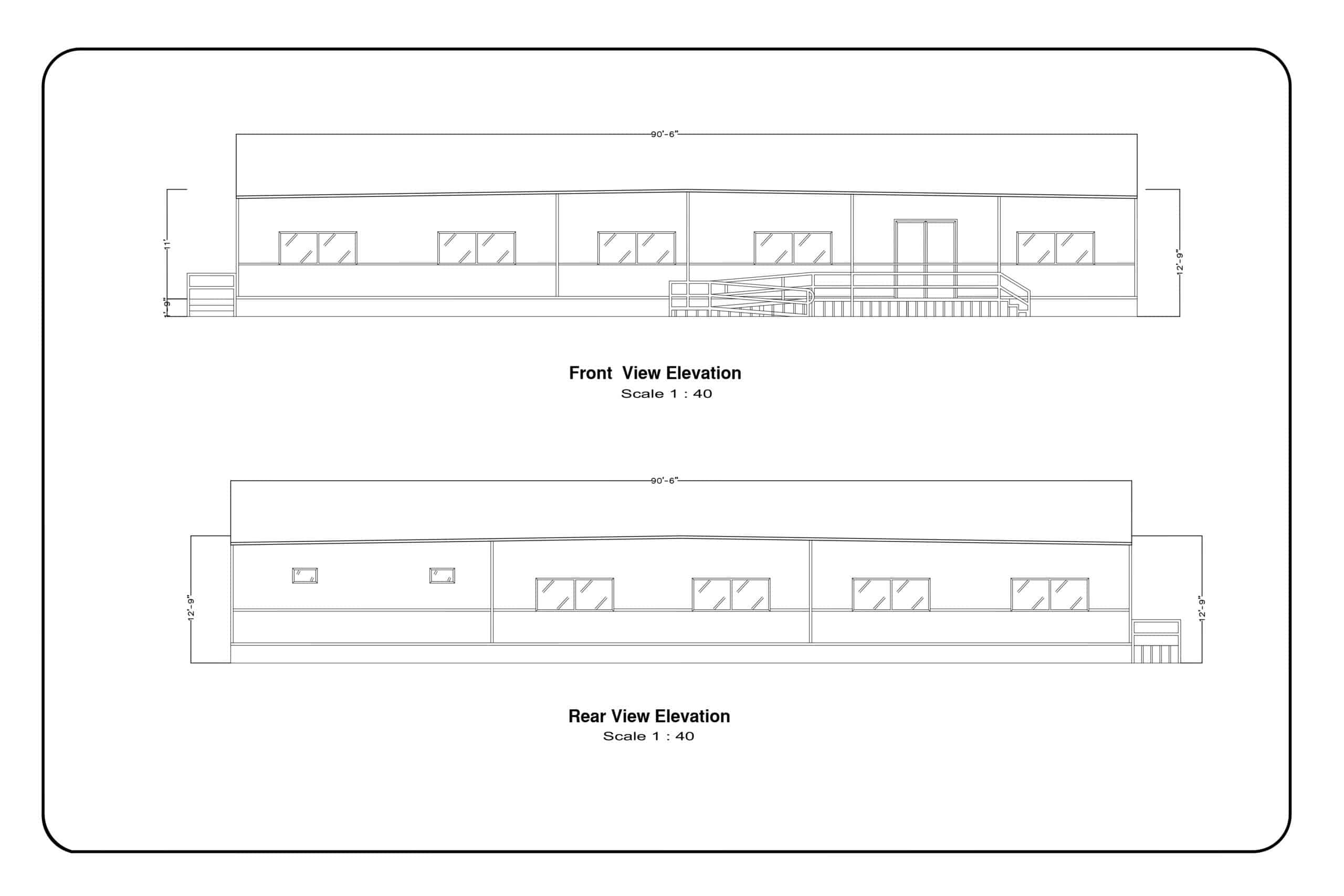 90x60 Modular School Facility Elevation (front and rear)